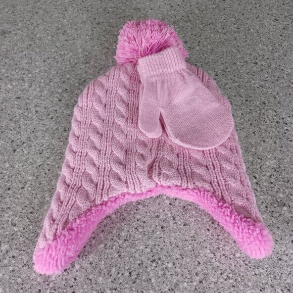 Gabby's Dollhouse Hat and Mittens Set Pink Knit Beanie - Picture 3 of 3